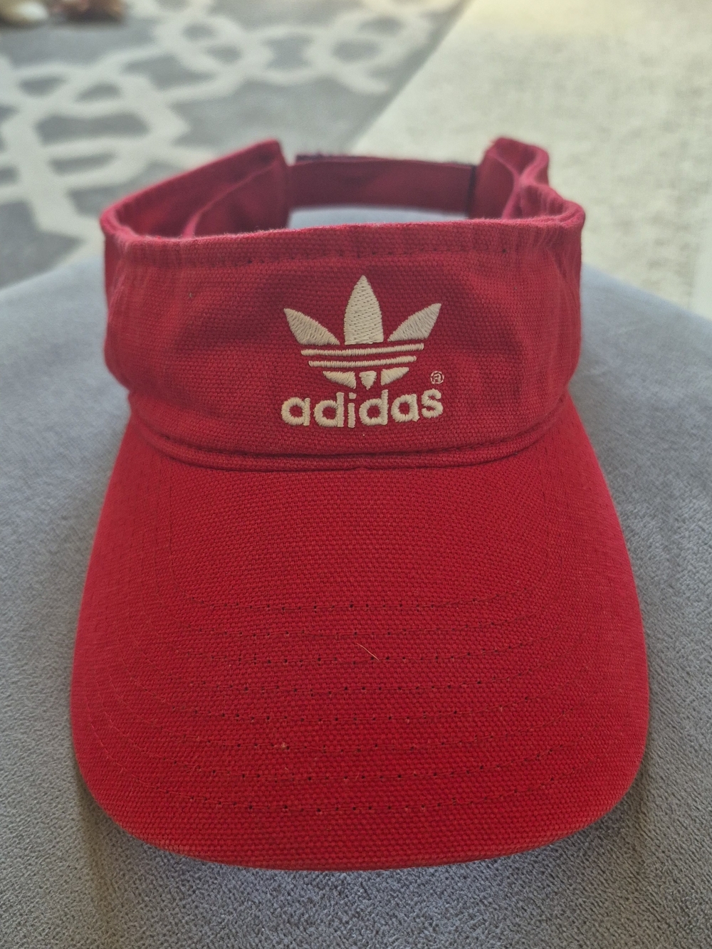 adidas Red Kids Trefoil Visor with White Logo